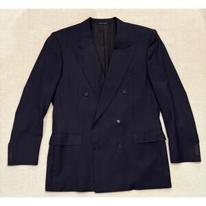 Gieves & Hawkes Savile Row Navy Blazer Mens 42 L  Double Breasted Wool Italy